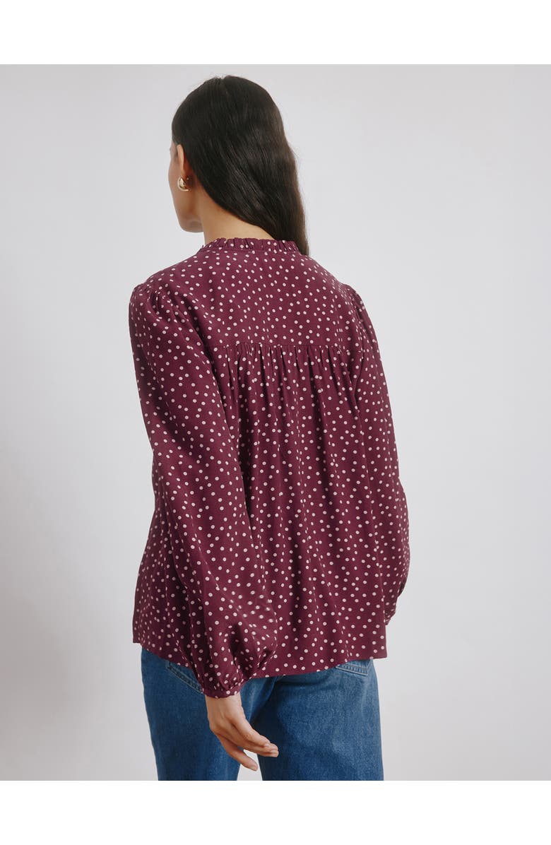 Albaray Long Sleeve Spot Print Blouse, Alternate, color, Burgundy