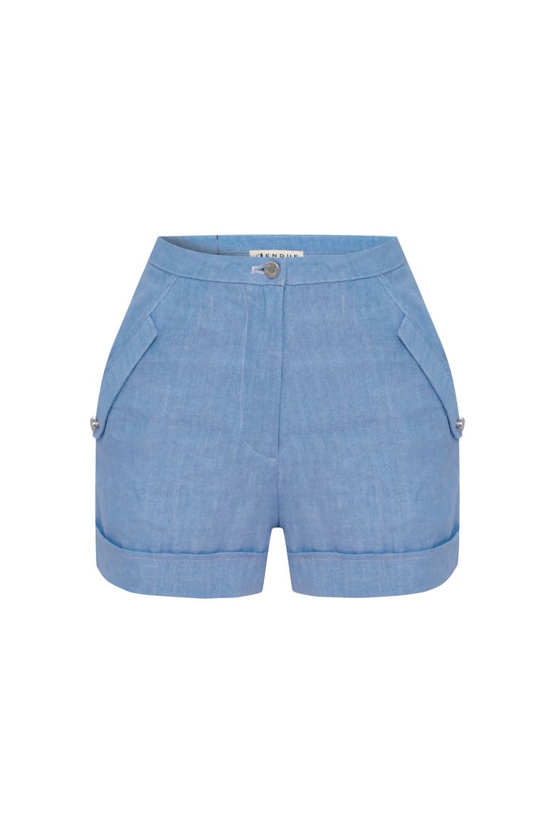 Amara Denim Linen Shorts, Main, color, Blue