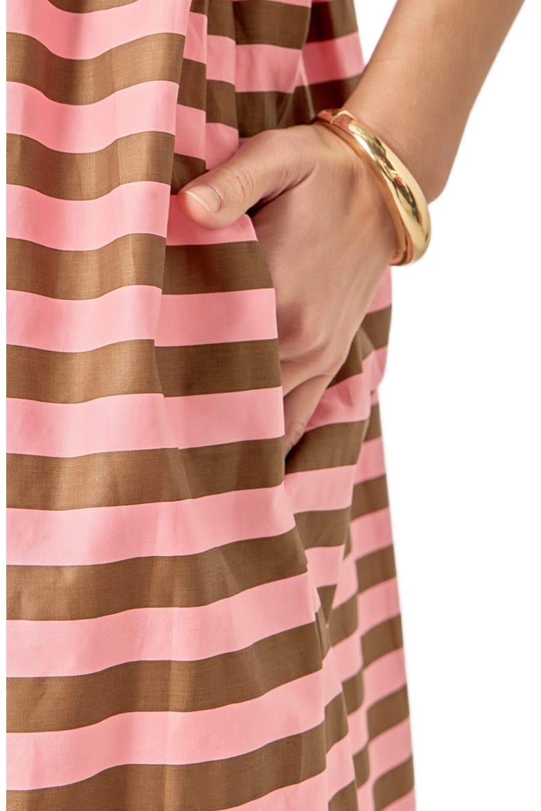 Stripe Bow Front Cotton Maxi Sundress, Alternate, color, PINK/ BROWN