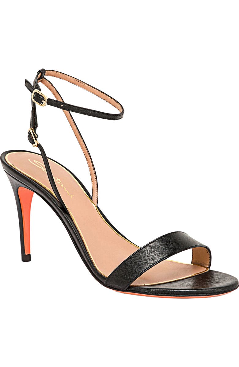 Santoni Leather high-heel sandal, Main, color, Black