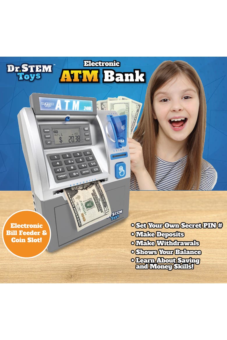 Electronic Atm Bank Real Money Savings Piggy Bank Toy, Alternate, color, Multicolored