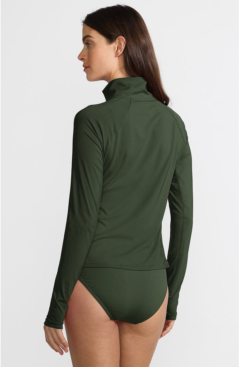 Lands' End Long Sleeve Rash Guard Cover-up UPF 50, Alternate, color, Rich Olive Green