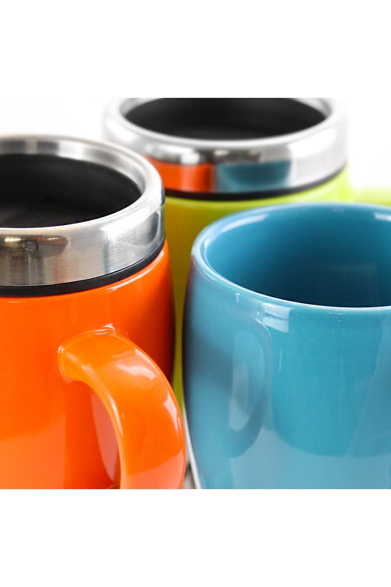 Traverse 3 Piece 16 Ounce Stainless Steel and Ceramic Travel Mug and Lid, Alternate, color, Blue