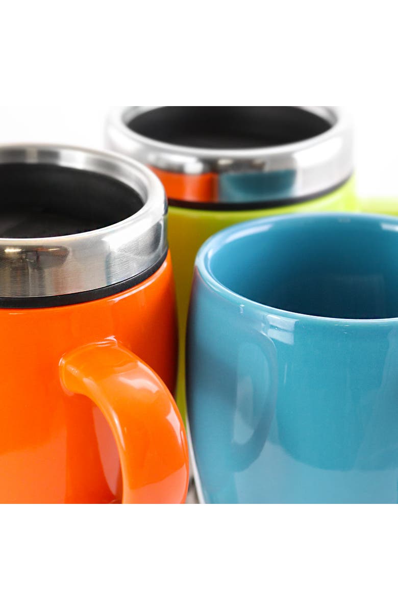 MR COFFEE Traverse 3 Piece 16 Ounce Stainless Steel and Ceramic Travel Mug and Lid, Alternate, color, Blue