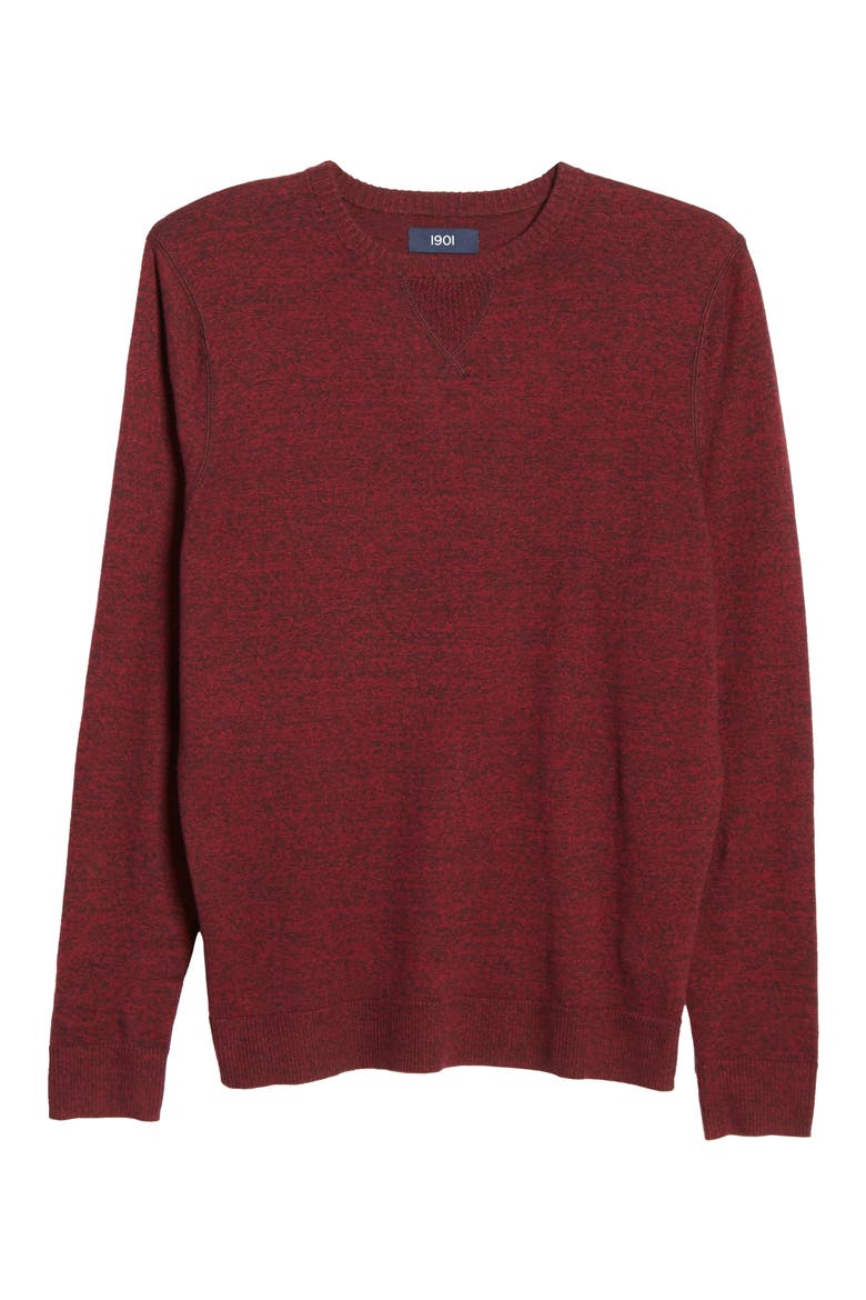 Solid Crewneck Sweater, Alternate, color, BURGUNDY FIELD MARL
