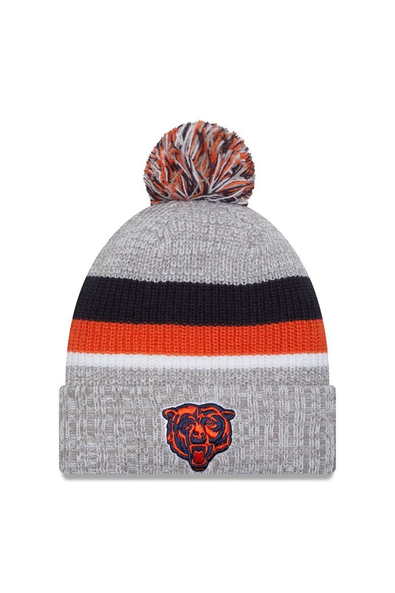 Men's New Era Heather Gray Chicago Bears Cuffed Knit Hat with Pom, Main, color, Heather Gray