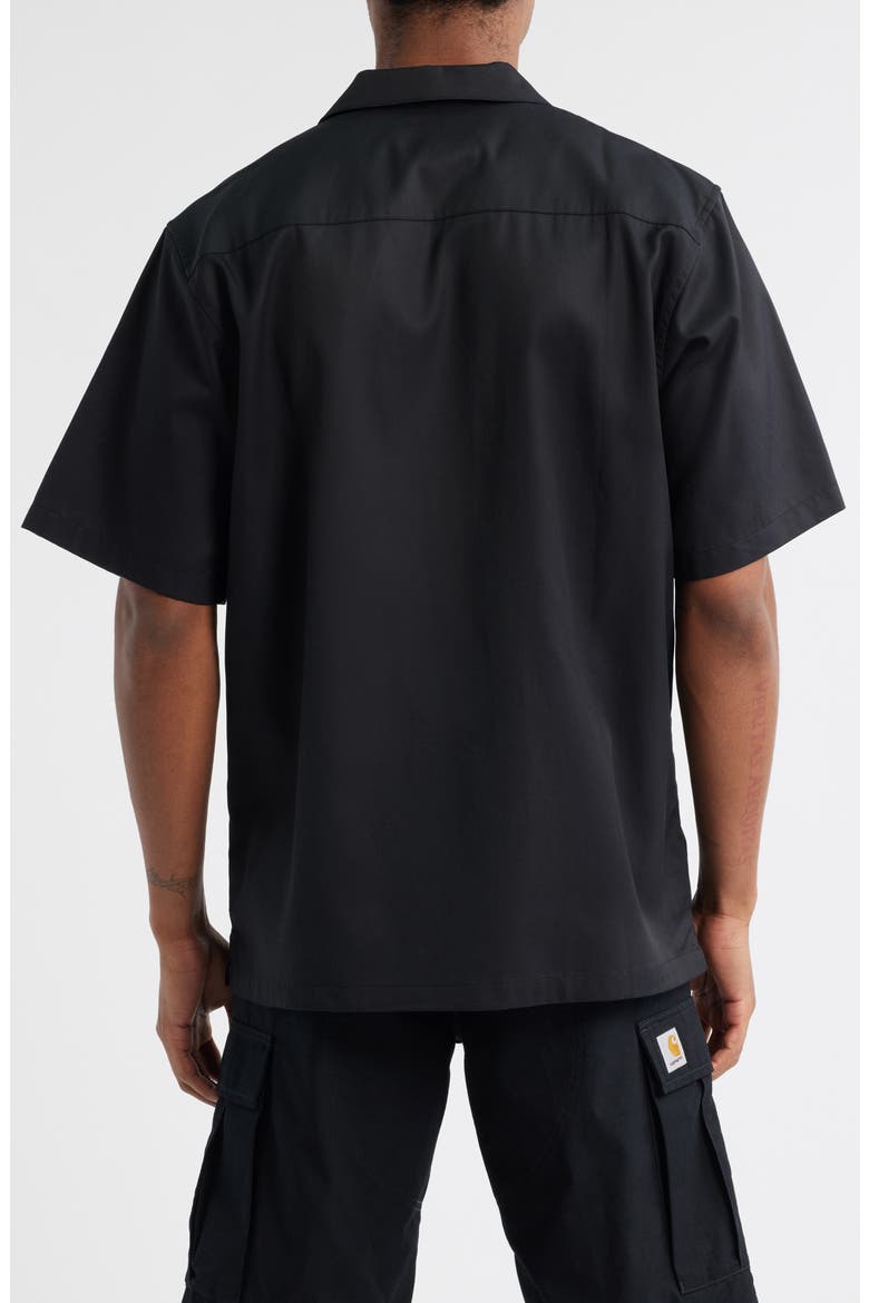 Delray Cotton & Lyocell Camp Shirt, Alternate, color, BLACK/WHITE
