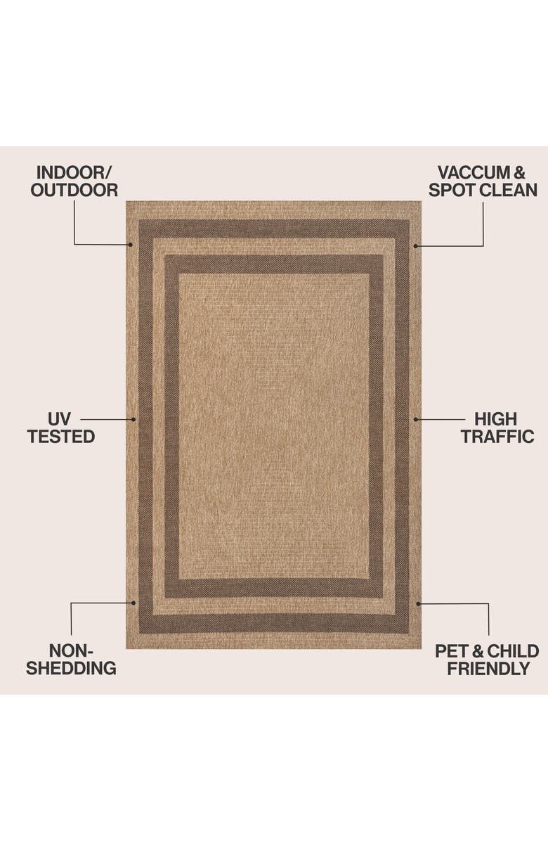 JONATHAN Y Frenzy Easy Jute Minimalist Boho Inset Border Indoor/Outdoor Area Rug, Alternate, color, Natural/Brown
