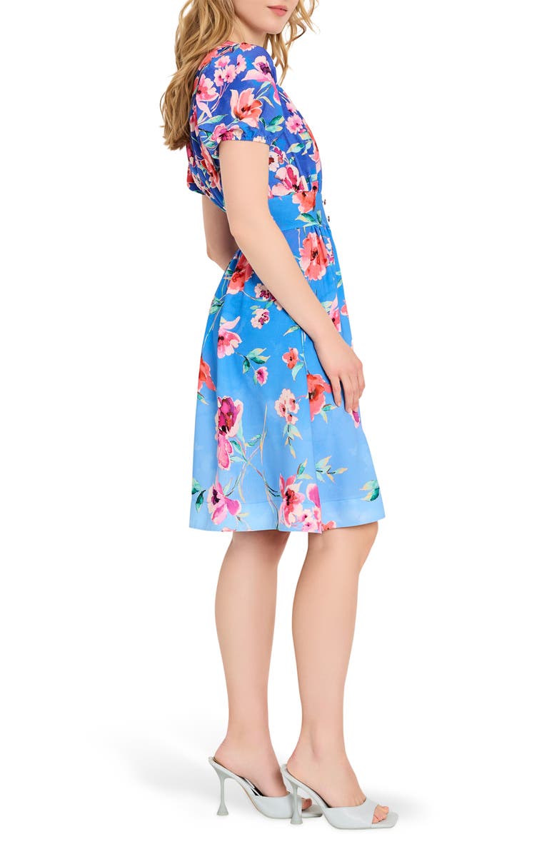 Tahari ASL Floral Fit & Flare Dress, Alternate, color, Peri Floral