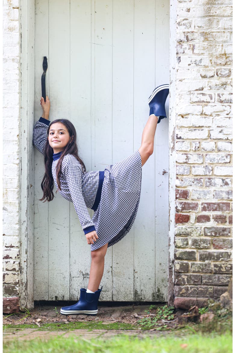Kids' Soft Gingham Cotton Blend Skirt, Alternate, color, NAVY