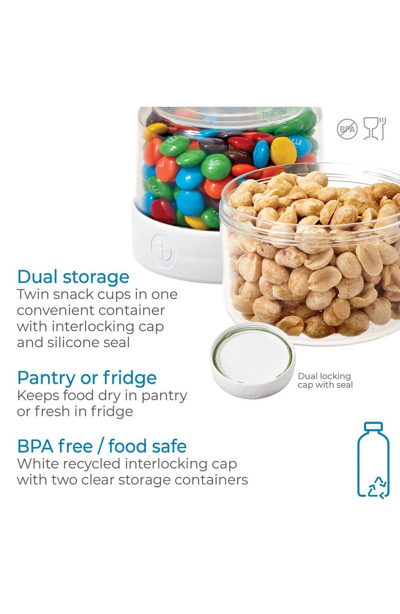 iDesign Small Stack 'n Snack Food Containers - Stackable Snack Containers - Set of 4 - Clear/White, Alternate, color, Clear/White