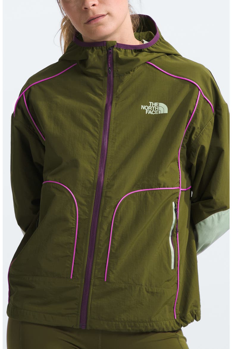 Trailwear Wind Whistle Running Jacket, Main, color, FOREST OLIVE/ VIOLET CROCUS