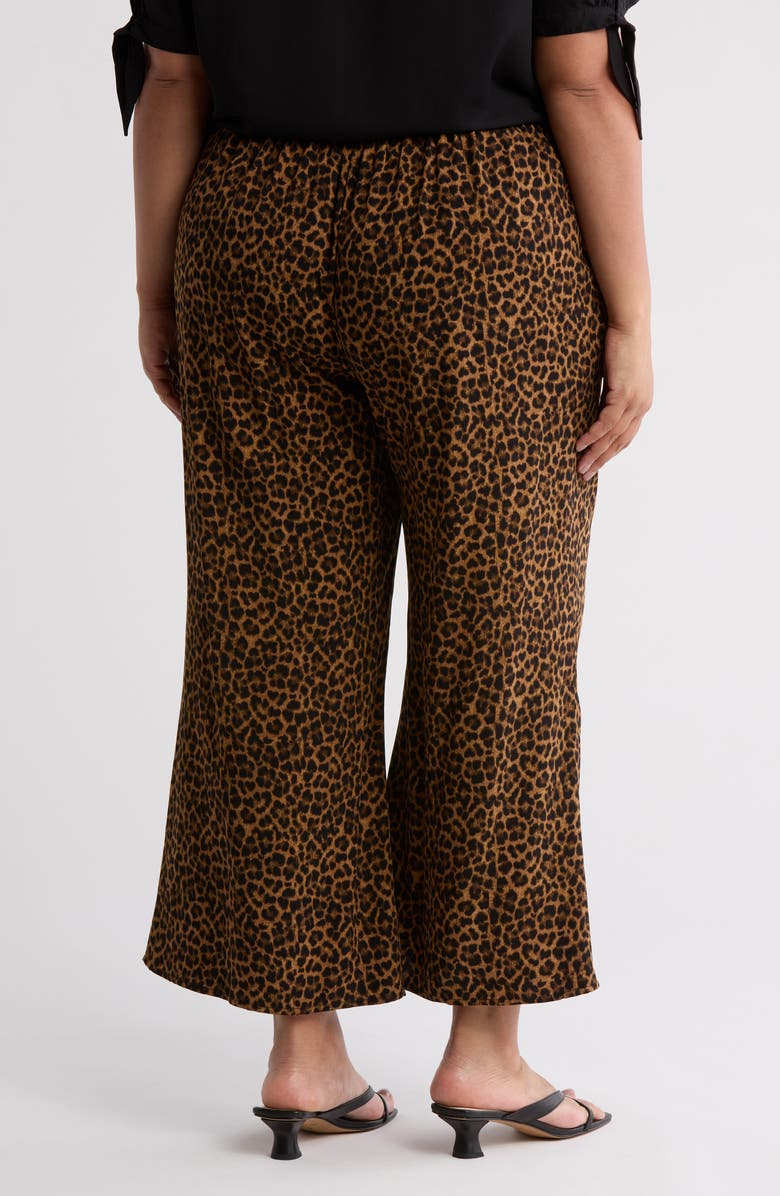 NORDSTROM RACK Pull-On Crop Palazzo Pants, Alternate, color, Brown- Black Leopard