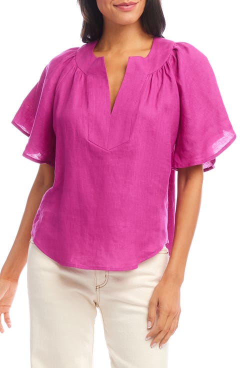 Flutter Sleeve Linen Top