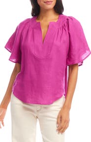 Karen Kane Flutter Sleeve Linen Top