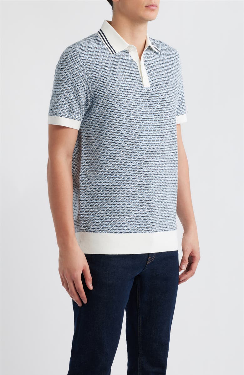 Brooks Brothers Geometric Textured Cotton Polo Sweater, Alternate, color, Texture Diamond Ivory Multi