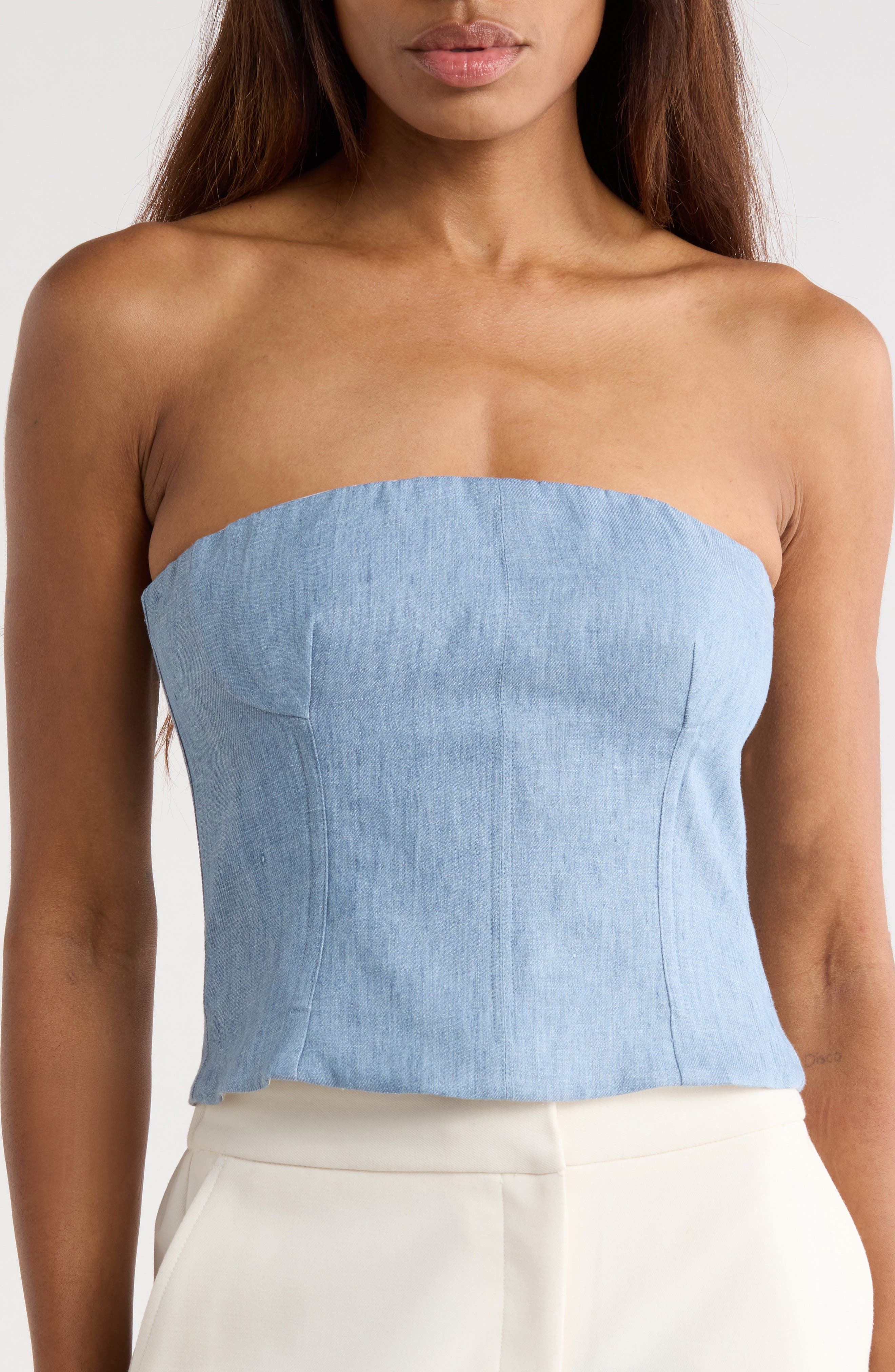 TWP Jillian Strapless Bustier Crop Top