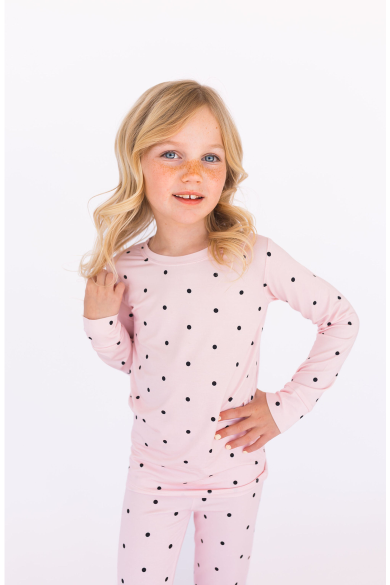 Polka Dot Two Piece Sleepwear Set, Alternate, color, Blush Polka Dot