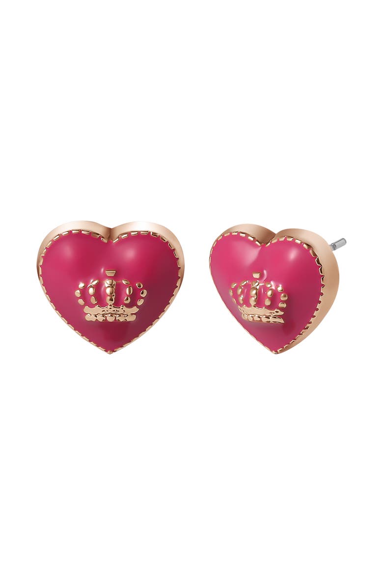 Crown Heart Necklace & Earring Set, Alternate, color, gold, red
