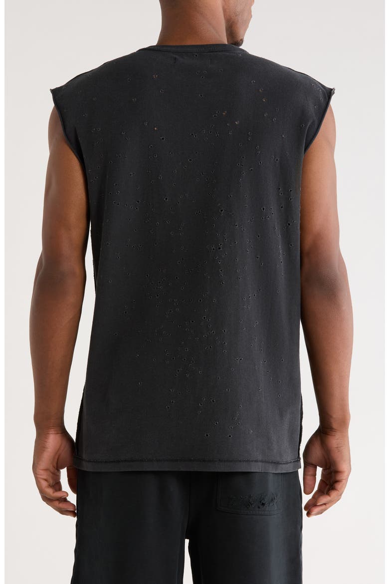 Textured Sleeveless Cotton Graphic T-Shirt, Alternate, color, BLACK