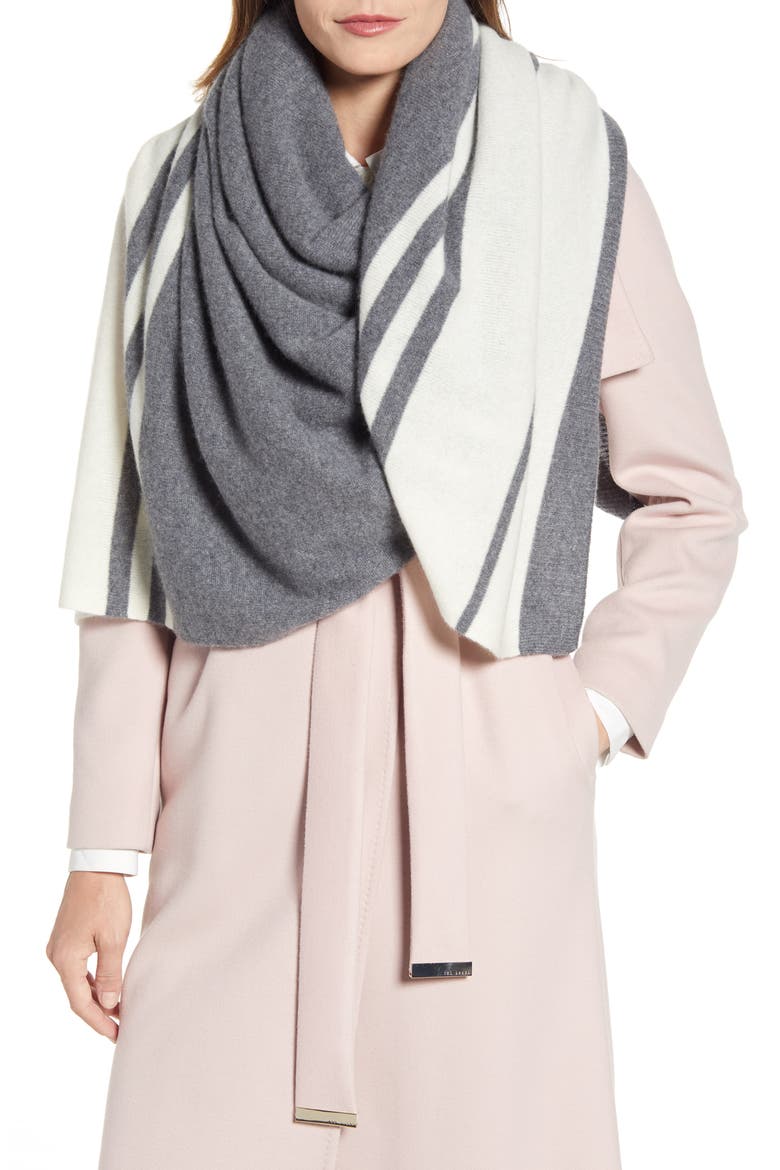 Stripe Cashmere Scarf, Main, color, GREY COMBO