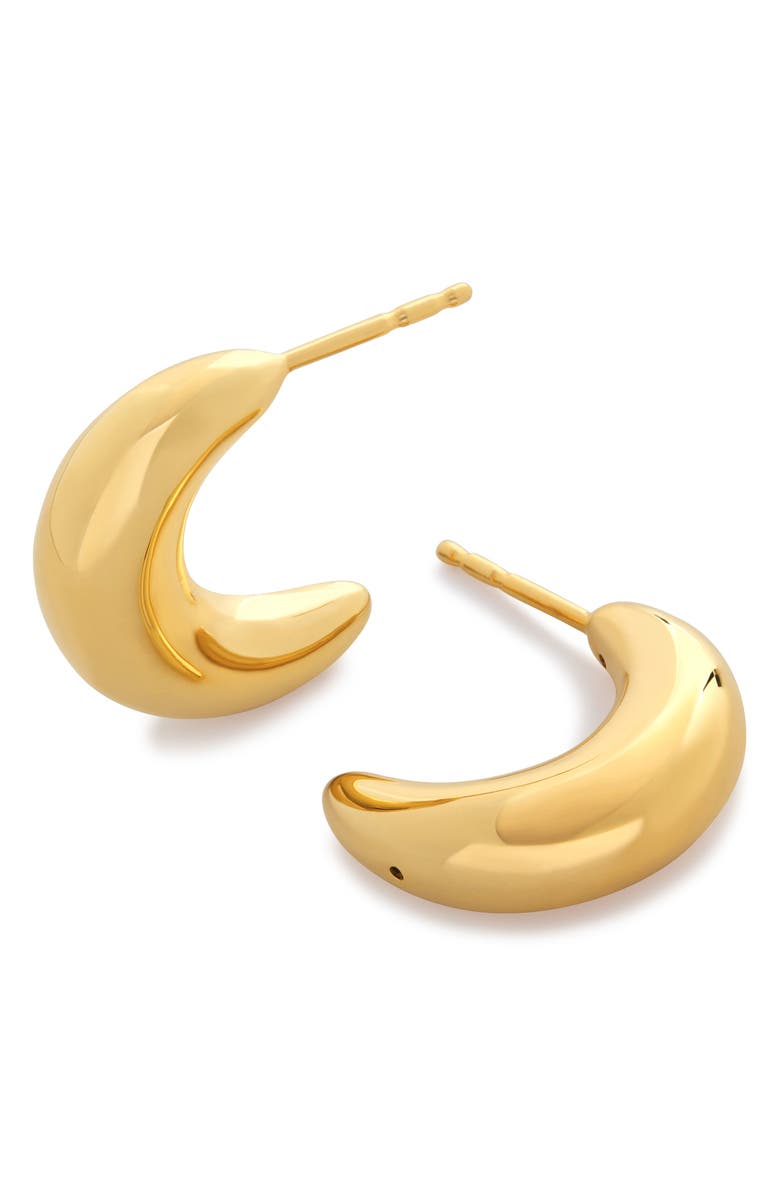 Monica Vinader Crescent Moon Hoop Earrings, Main, color, Yellow Gold