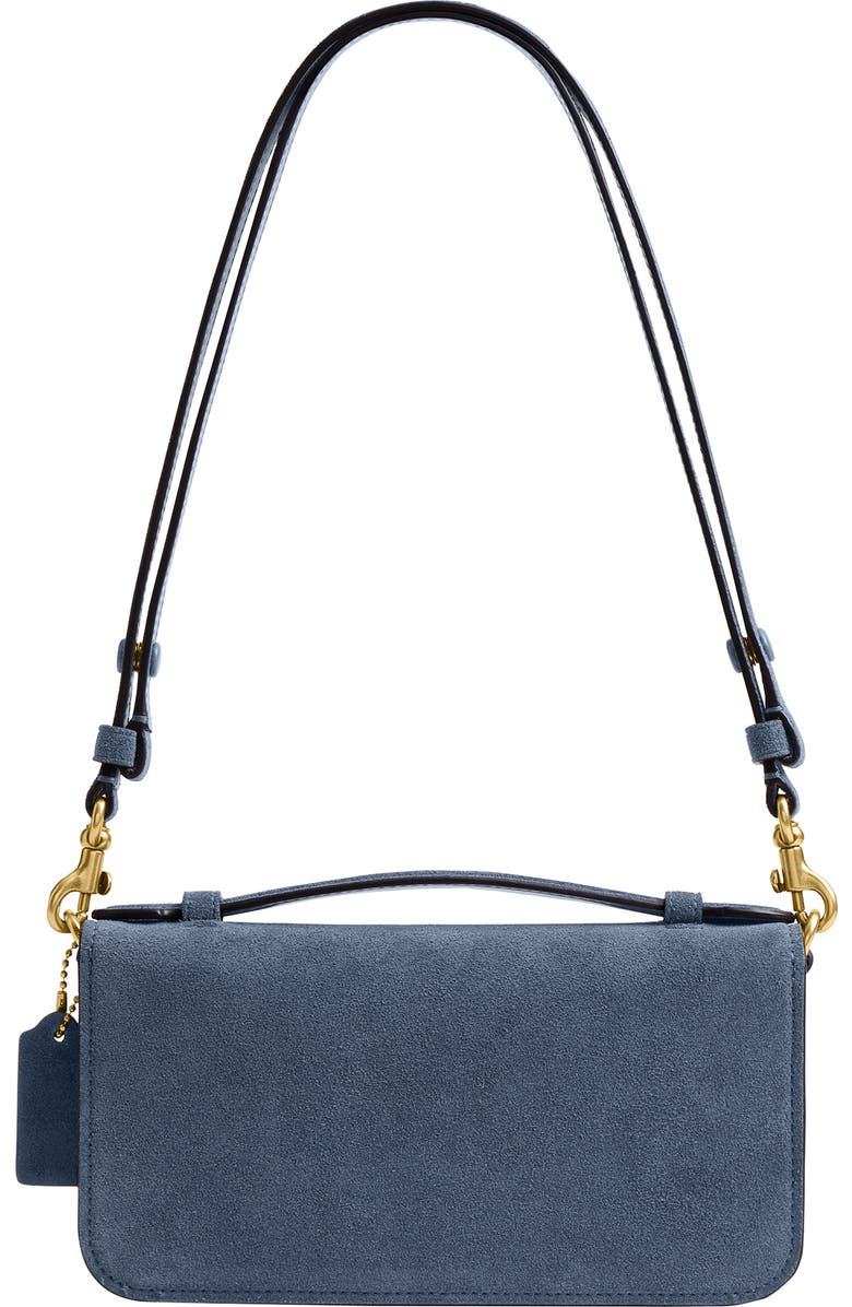 COACH Elora Suede Top Handle Bag, Alternate, color, B4/ Light Denim