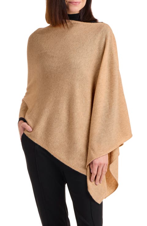 Asymmetrical Hem Cashmere Poncho