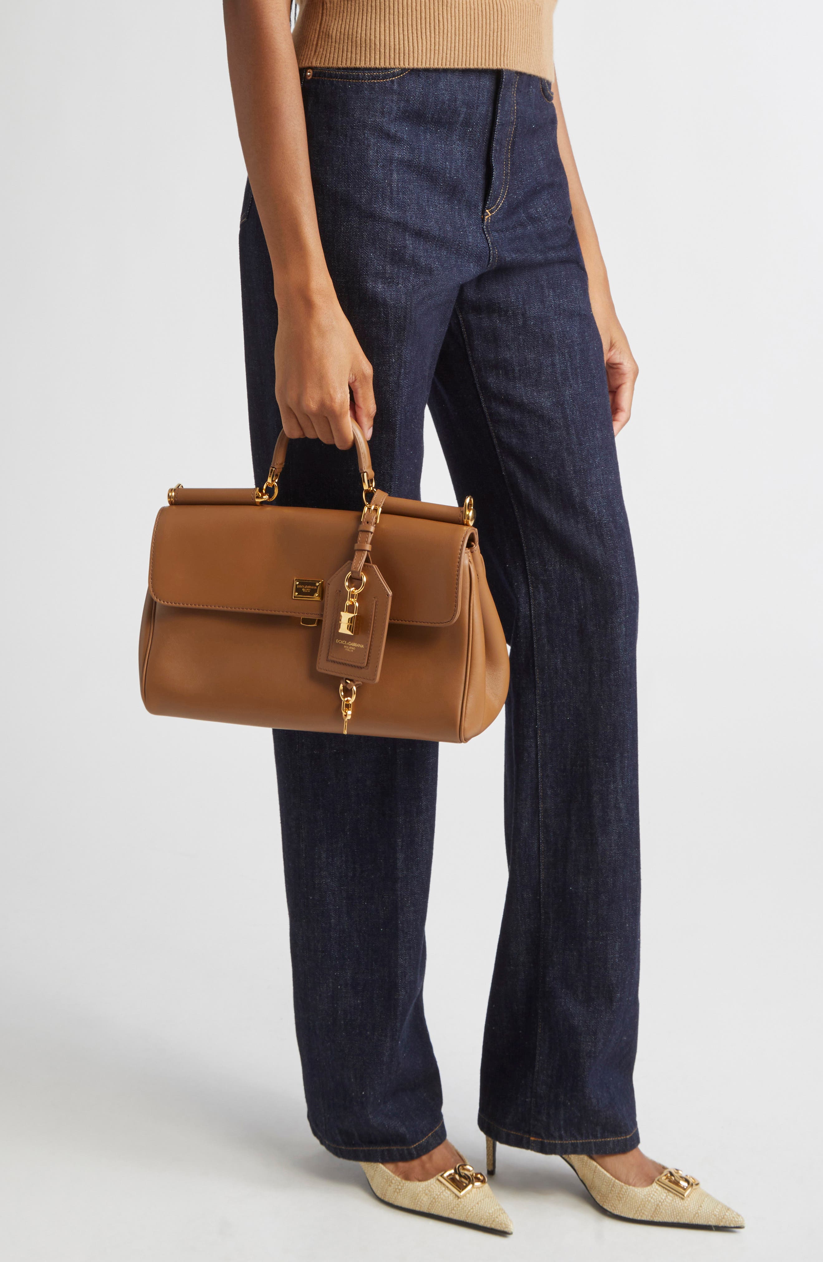 My Sicily East/West Plongé Leather Top Handle Bag, Alternate, color, 8Z093 CARAMELLO