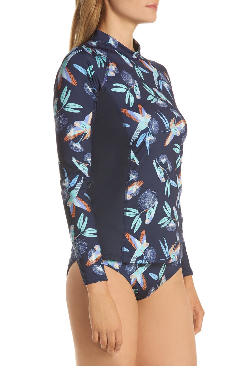 Micro Swell Rashguard, Alternate, color, PARROTS SMALL NEO NAVY