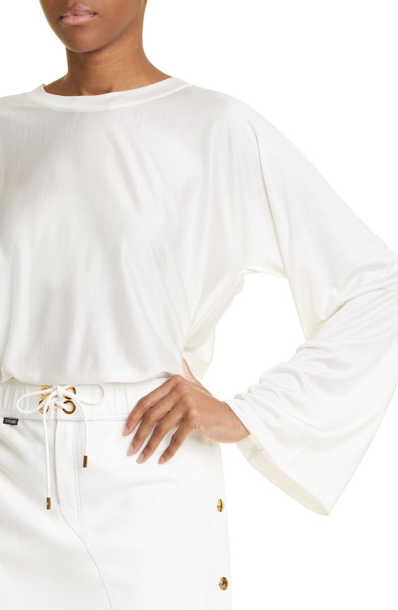 TOM FORD Relaxed Fit Long Sleeve Silk Jersey T-Shirt, Alternate, color, 