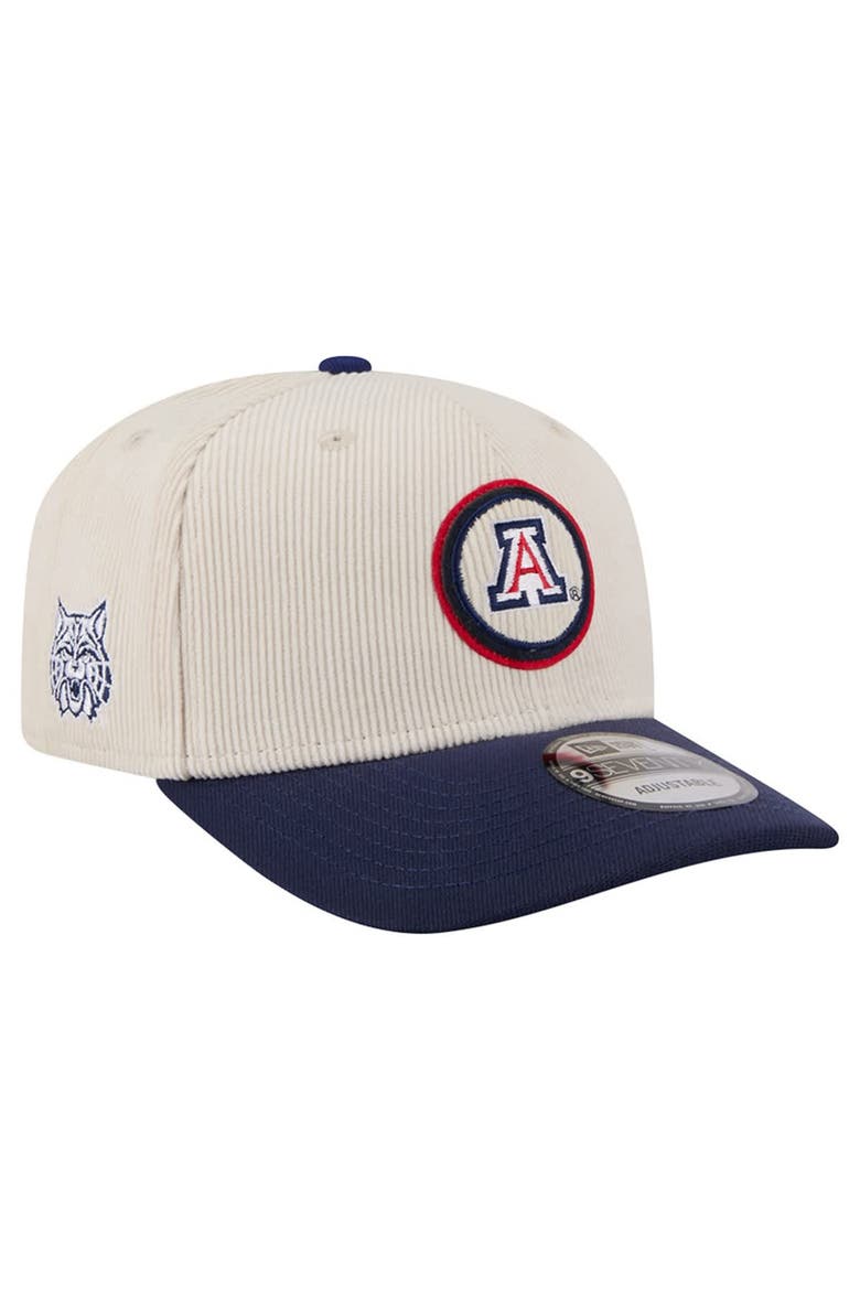 Men's New Era Cream/Navy Arizona Wildcats Loyal Corduroy 9SEVENTY Adjustable Hat, Main, color, Cream