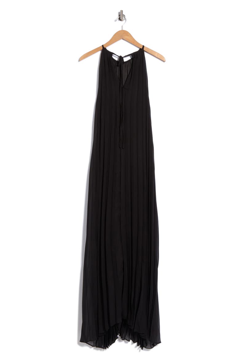 Pleated Chiffon Gown, Main, color, BLACK