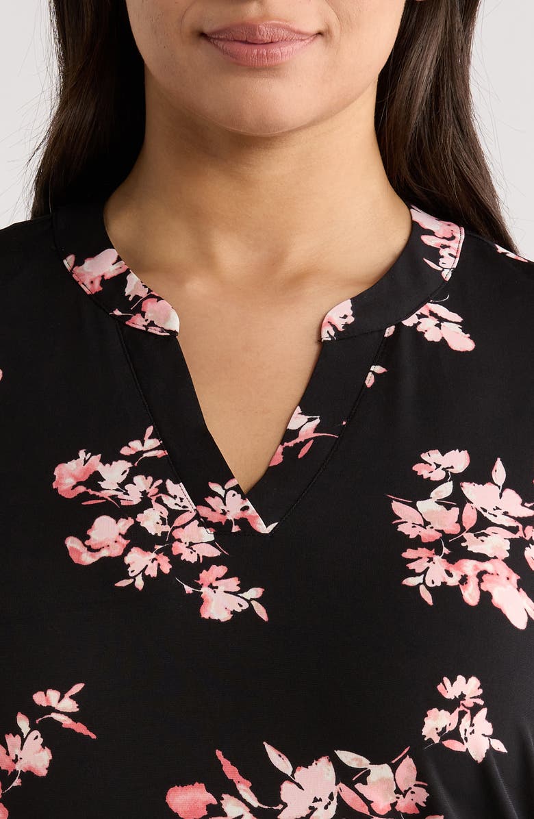 AK ANNE KLEIN Ruffle Sleeve Top, Alternate, color, Anne Black Multi