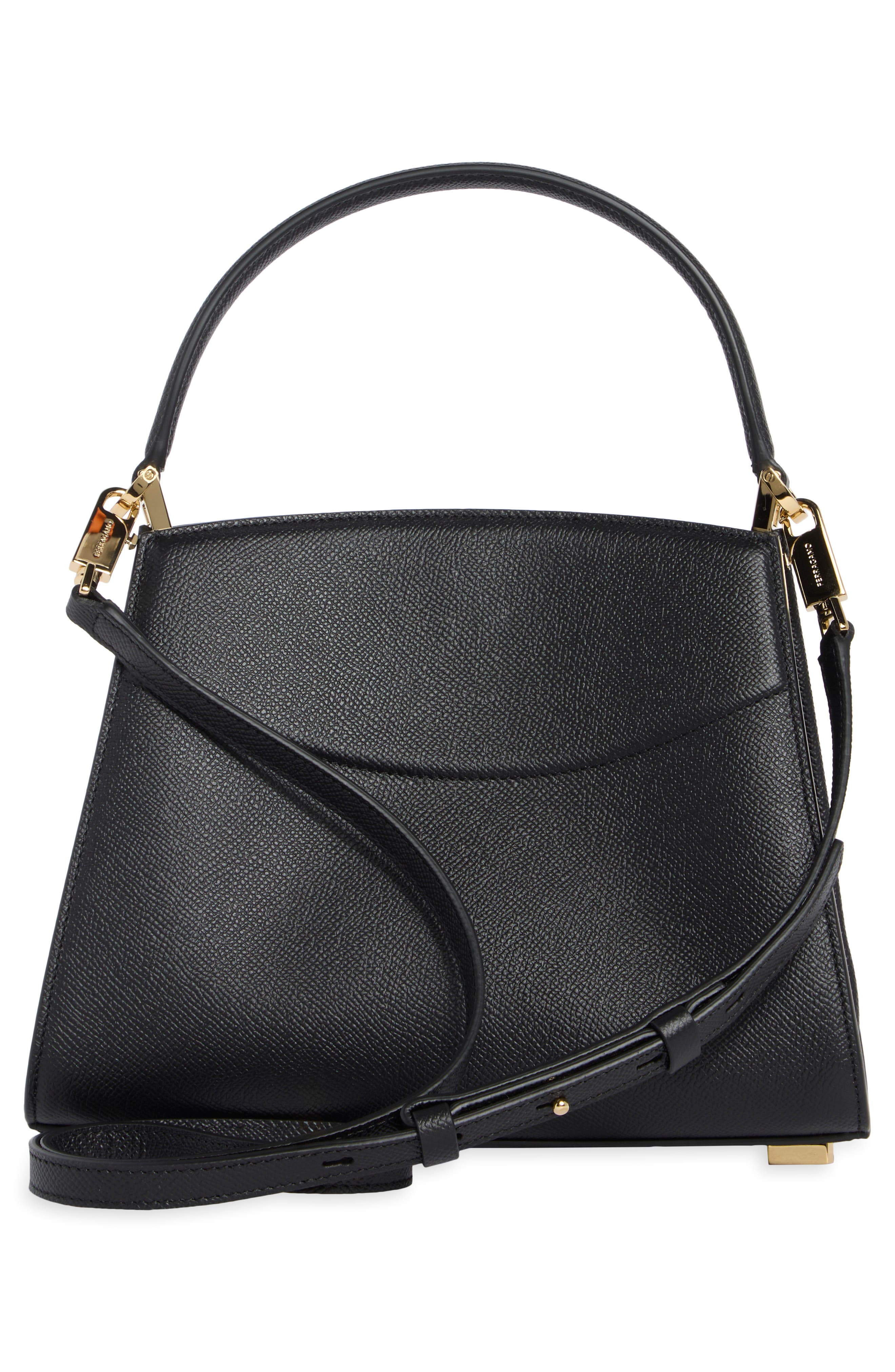 Small Studio Box Leather Top Handle Bag, Alternate, color, NERO