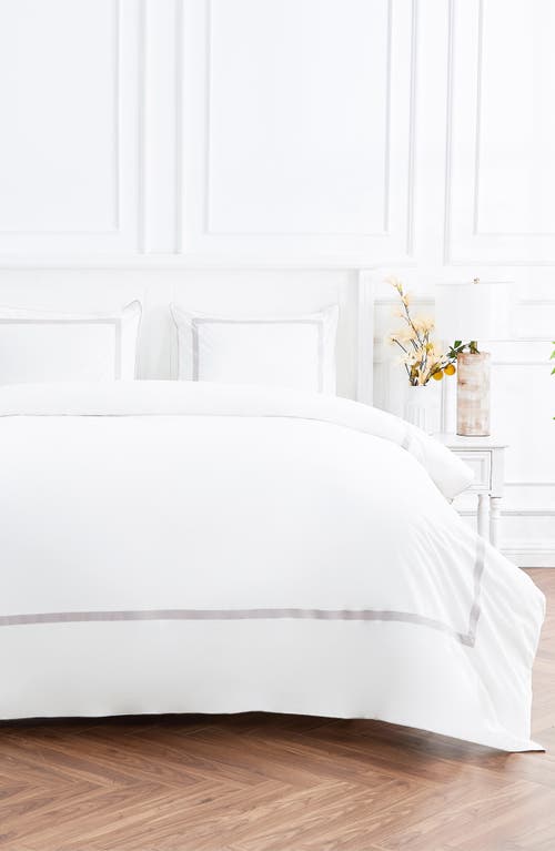 Melange Home Classic Border Embroidered Duvet & Sham Set In White