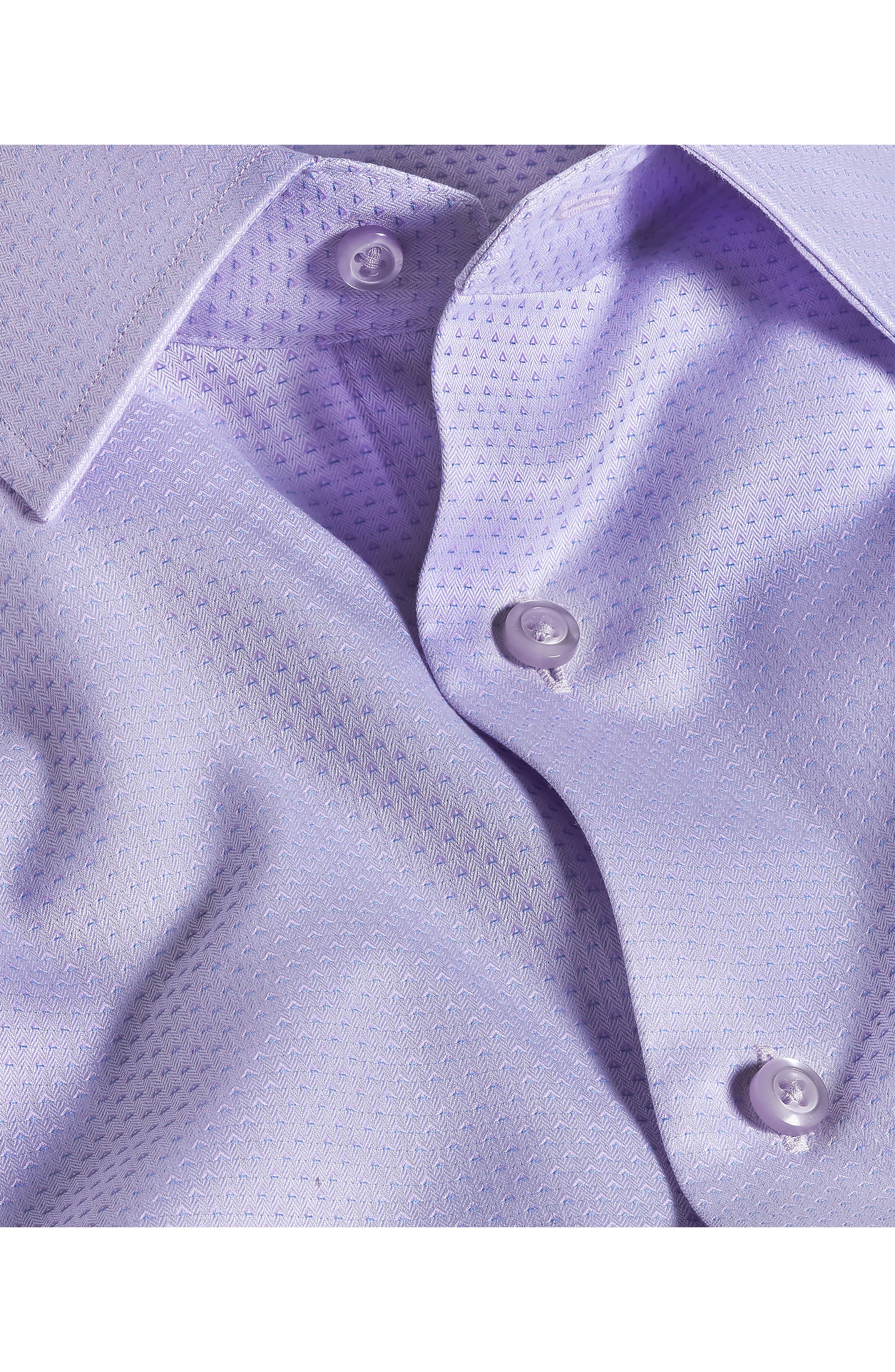 Trim Fit Light Purple Micropattern Cotton Dobby Dress Shirt - image 2