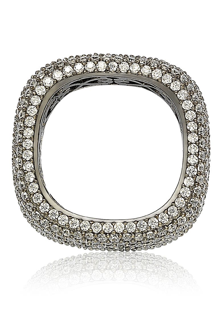 Blackened Sterling Silver Square White CZ Eternity Band Ring, Alternate, color, BLACK