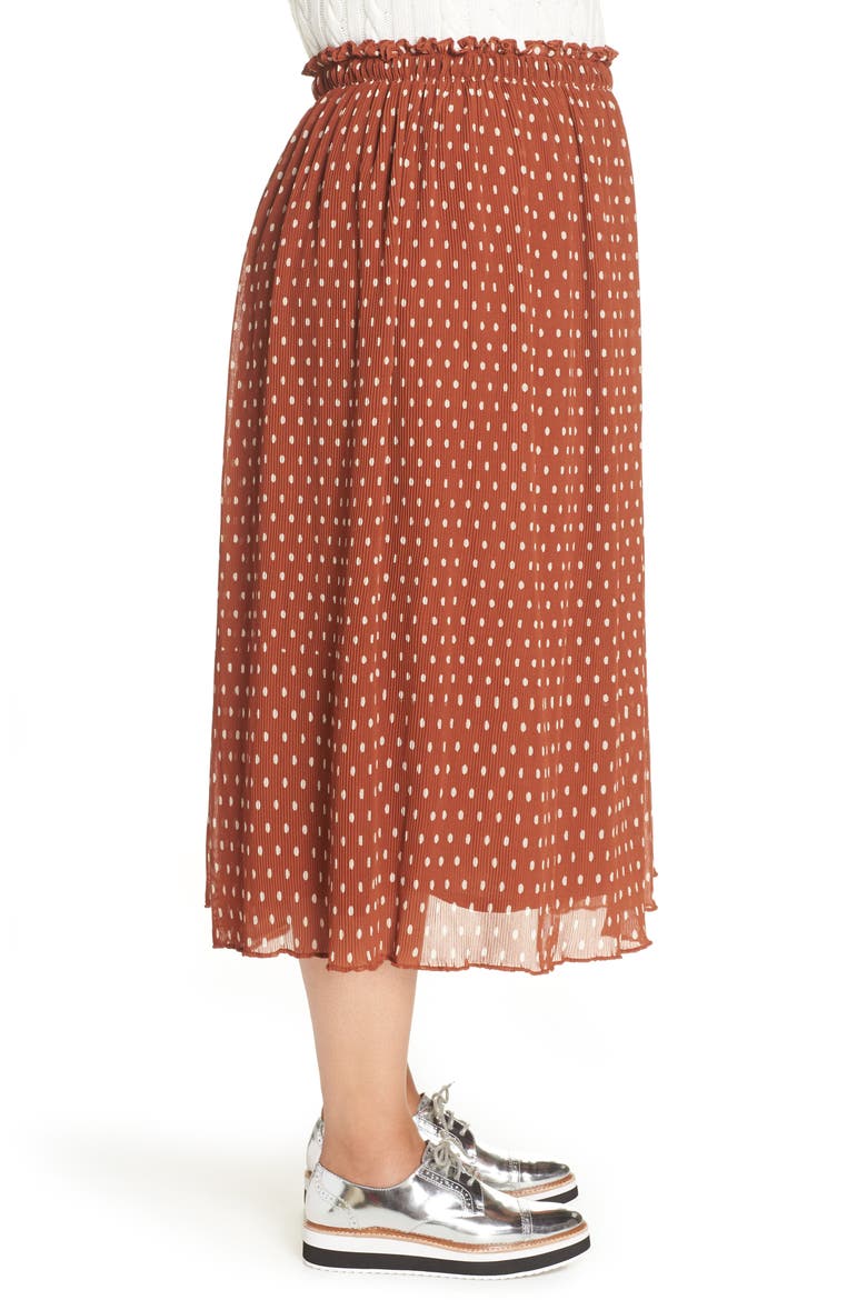 x Atlantic-Pacific Crinkle Midi Skirt, Alternate, color, RUST SPACED DOT