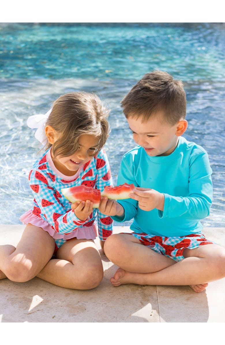 RuffleButts Baby Girls UPF50+ Long Sleeve Rash Guard Bikini, Alternate, color,