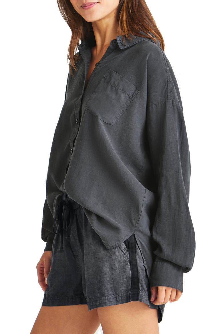 Dawson Long Sleeve Linen Blend Button-Up Shirt, Alternate, color, LEAD
