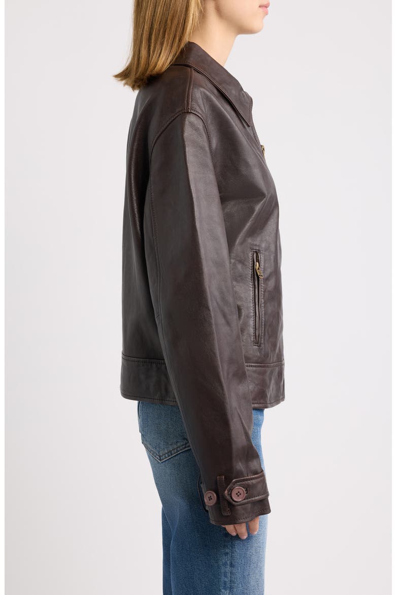 Nube Lambskin Leather Jacket, Alternate, color, DARK COGNAC