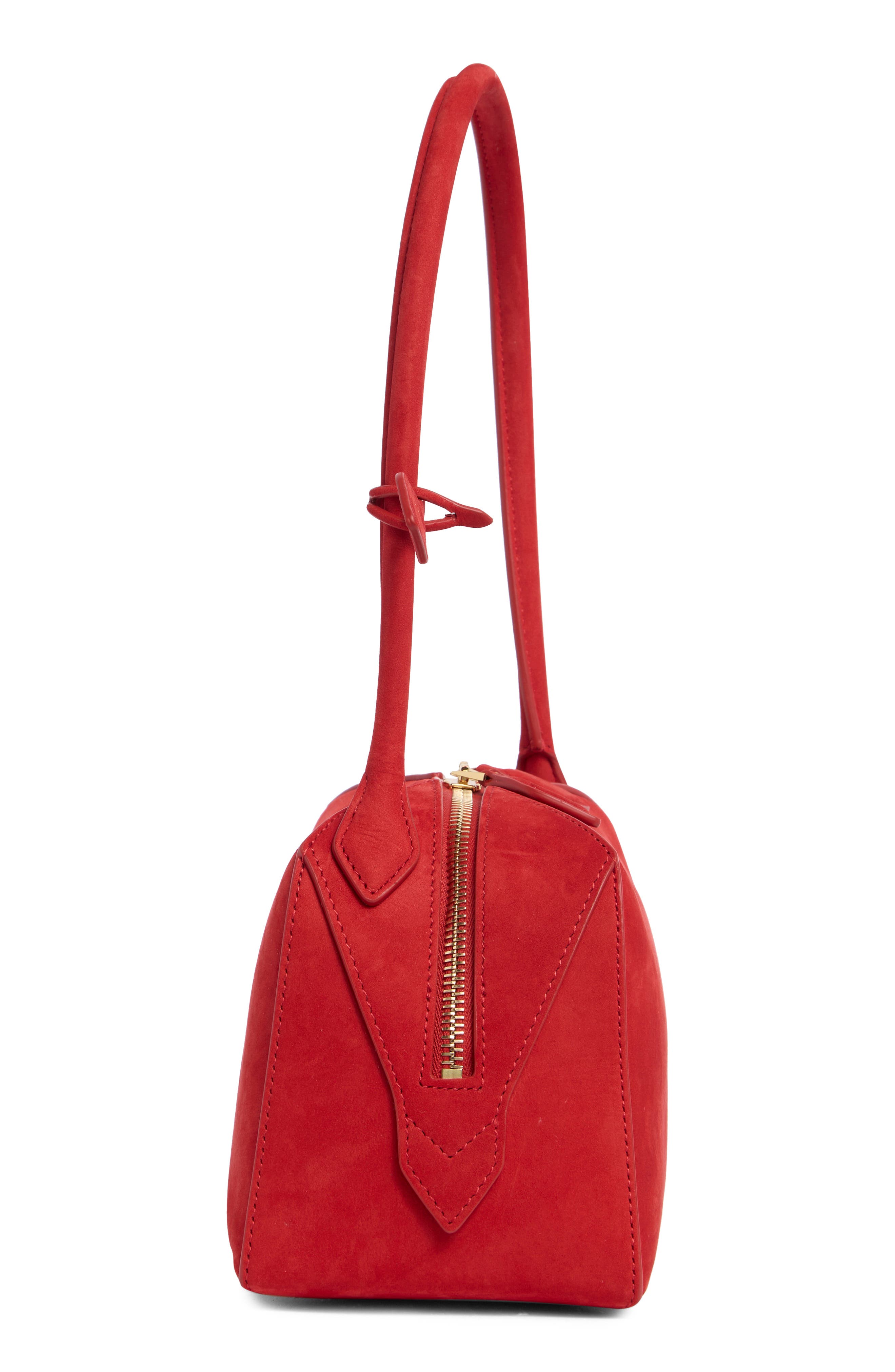 Le Bouledogue Nubuck Top Handle Bag, Alternate, color, ROUGE VIF 385