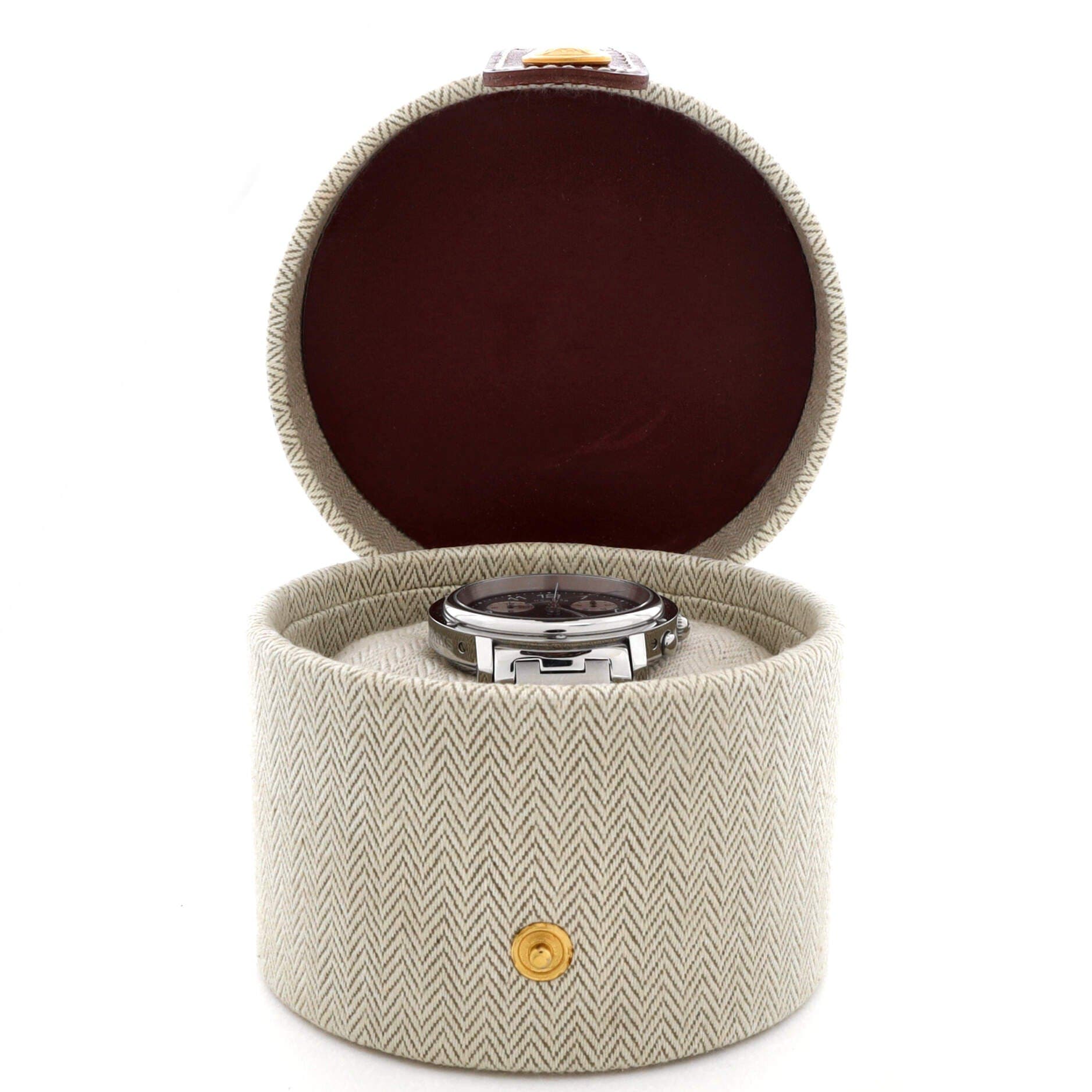 Pre-Owned Hermes Clipper Chronograph Quartz Watch Stainless Steel 38, Alternate, color, Silver