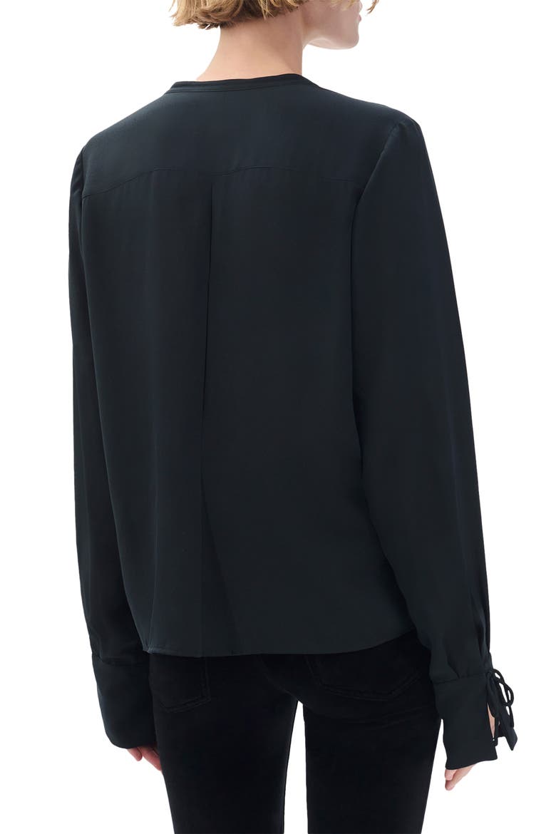 Adren Pleated Button-Up Shirt, Alternate, color, BLACK