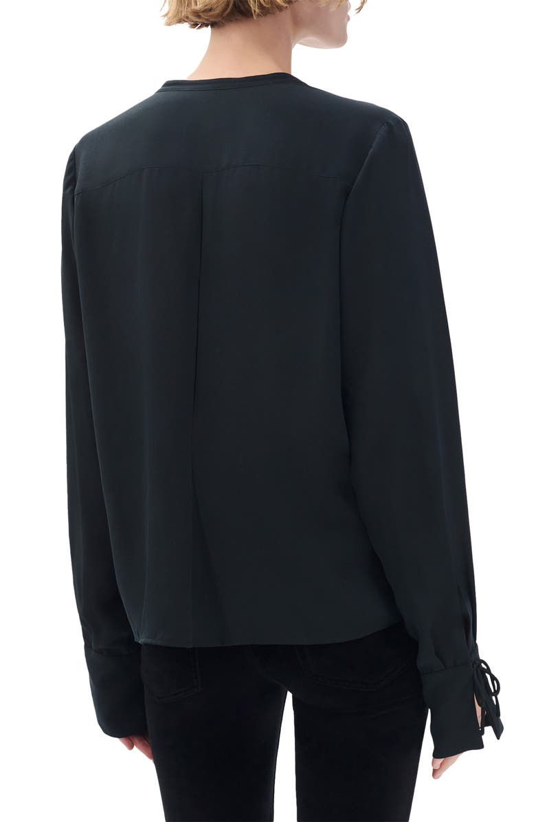 rag & bone Adren Pleated Button-Up Shirt, Alternate, color, Black