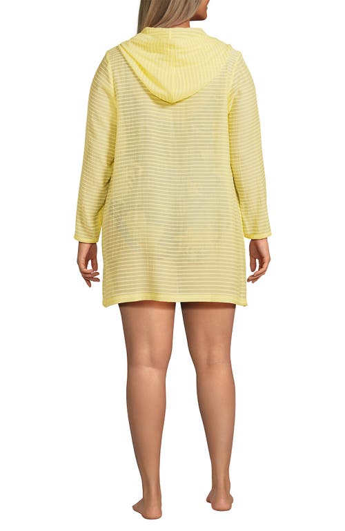 LANDS' END LANDS' END COTTON JERSEY LONG SLEEVE HOODED SWIM COVER-UP DRESS 