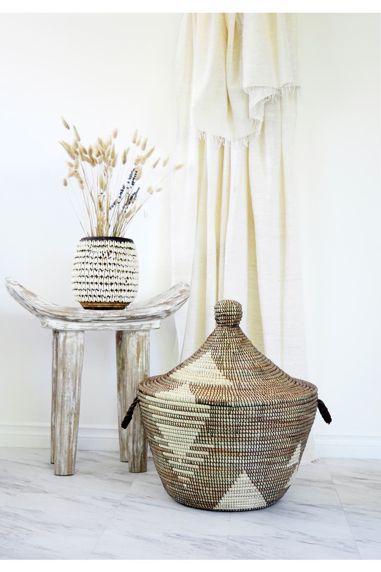 Brown and Cream Tribal Design Basket, Alternate, color, Brown and Cream