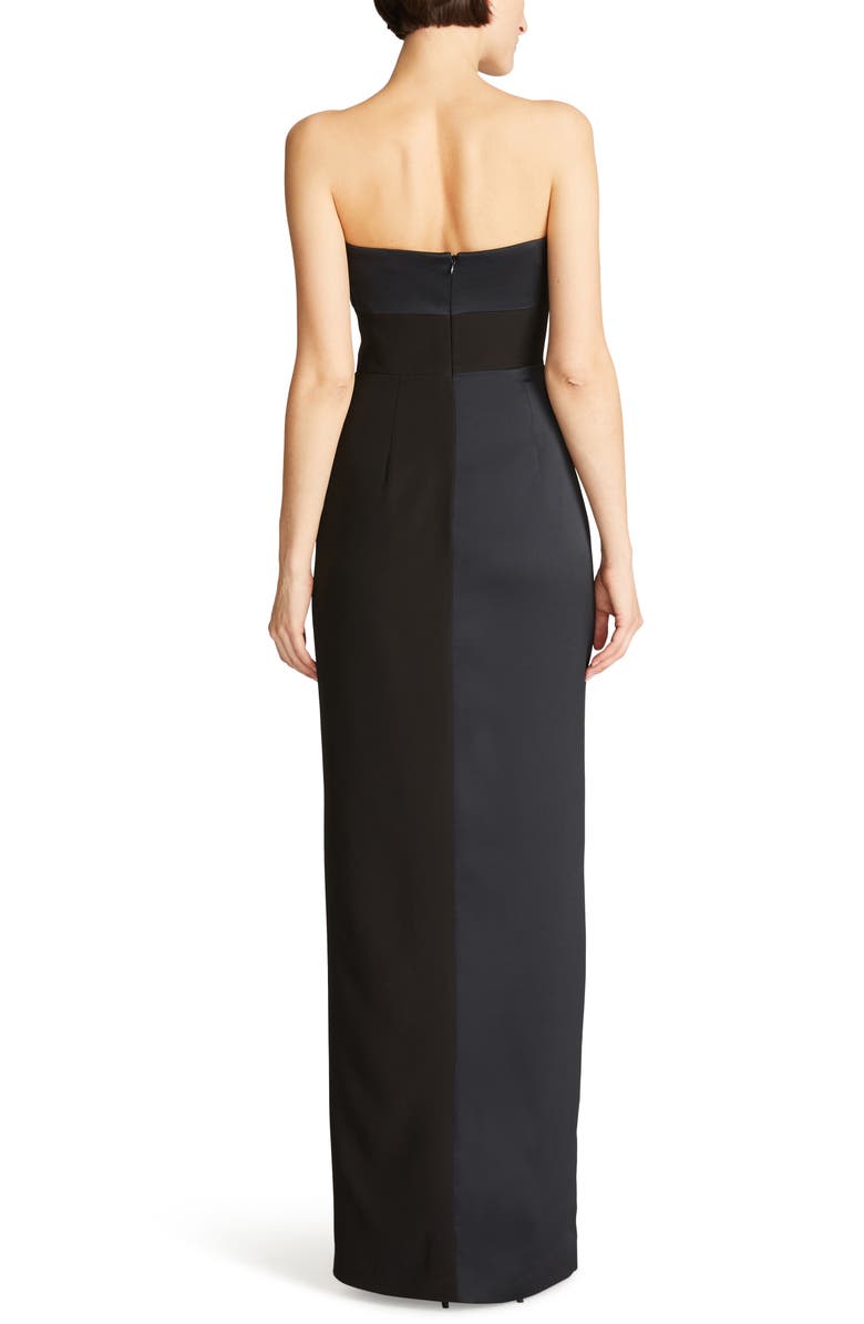 HALSTON Esther Ruched Strapless Crepe & Satin Gown, Alternate, color, 