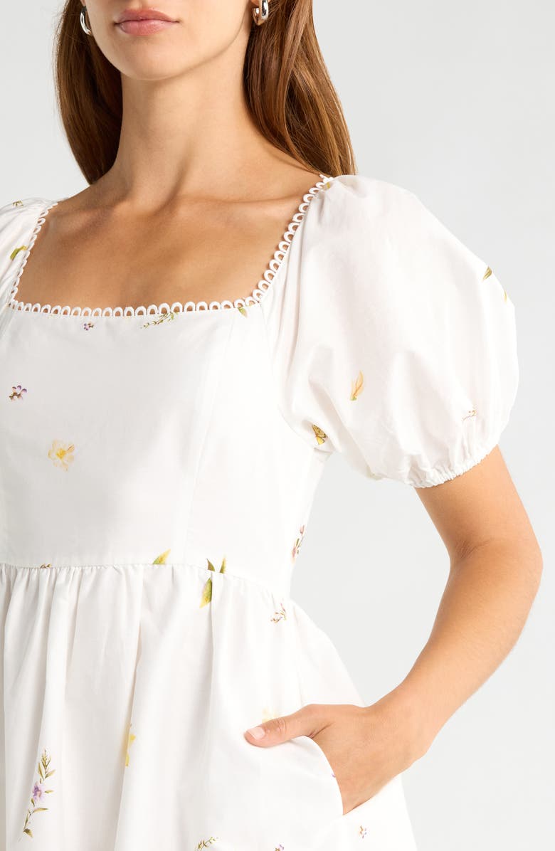 SUGARLIPS Raina Floral Print Puff Sleeve Flare Dress, Alternate, color, Ivory-Multi